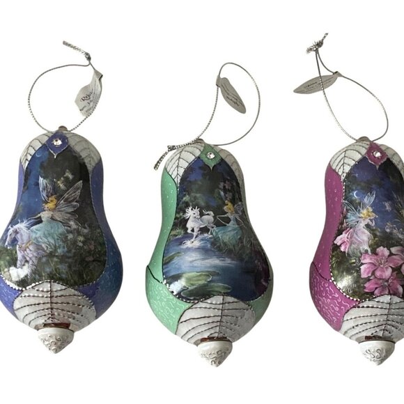 3 Porcelain Mimi Jobes Fairyland Heirloom Christmas Ornament Set Handcrafted Col - Picture 3 of 16